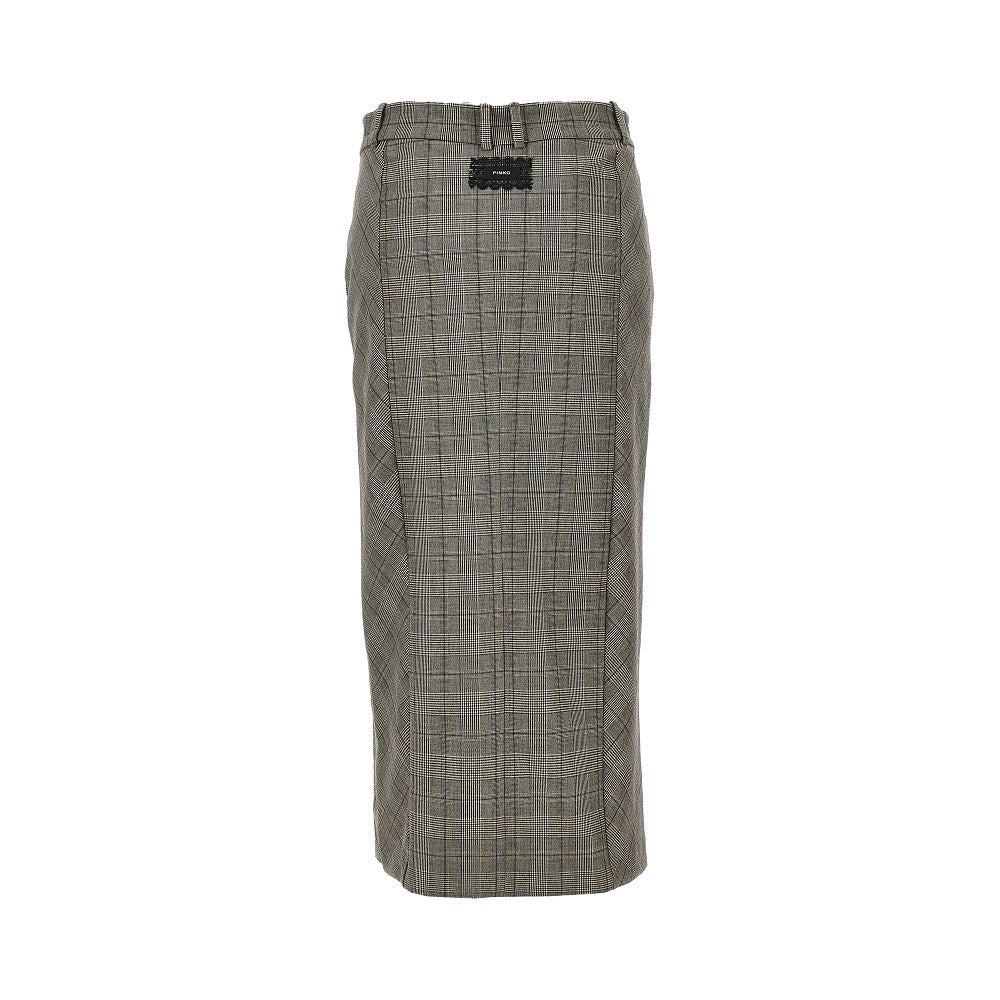 wool-blend midi skirt with check motif