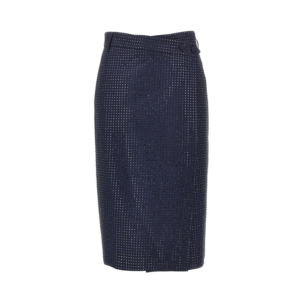 strass-embellished wrap-over midi skirt