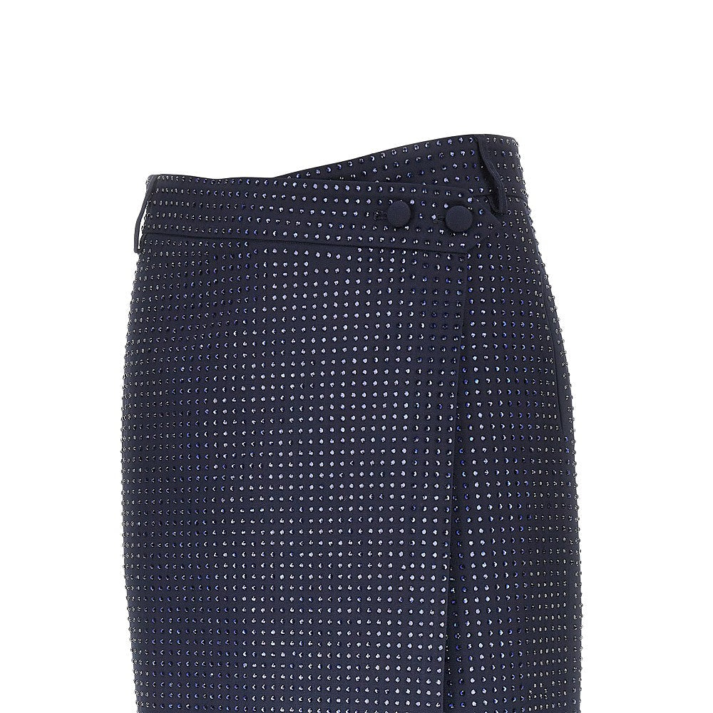 strass-embellished wrap-over midi skirt