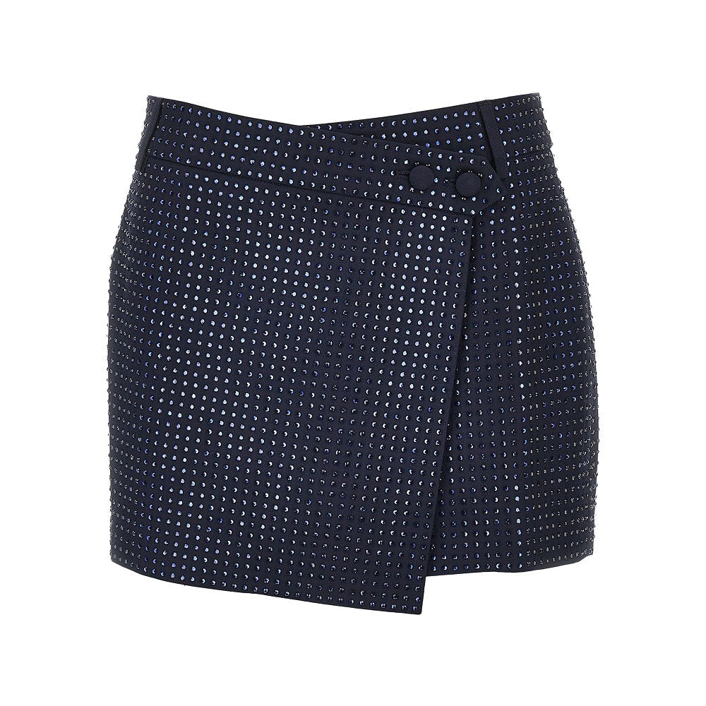 gabardine mini skirt with rhinestones