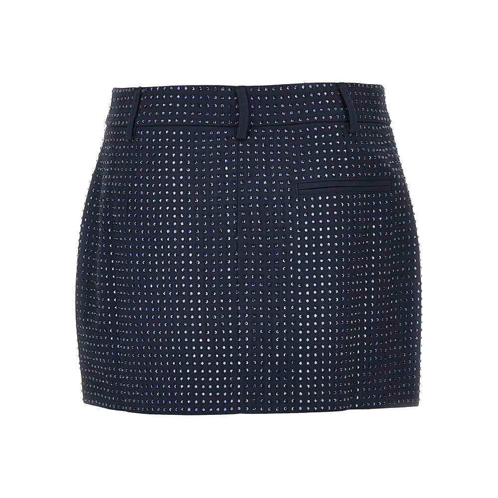 gabardine mini skirt with rhinestones