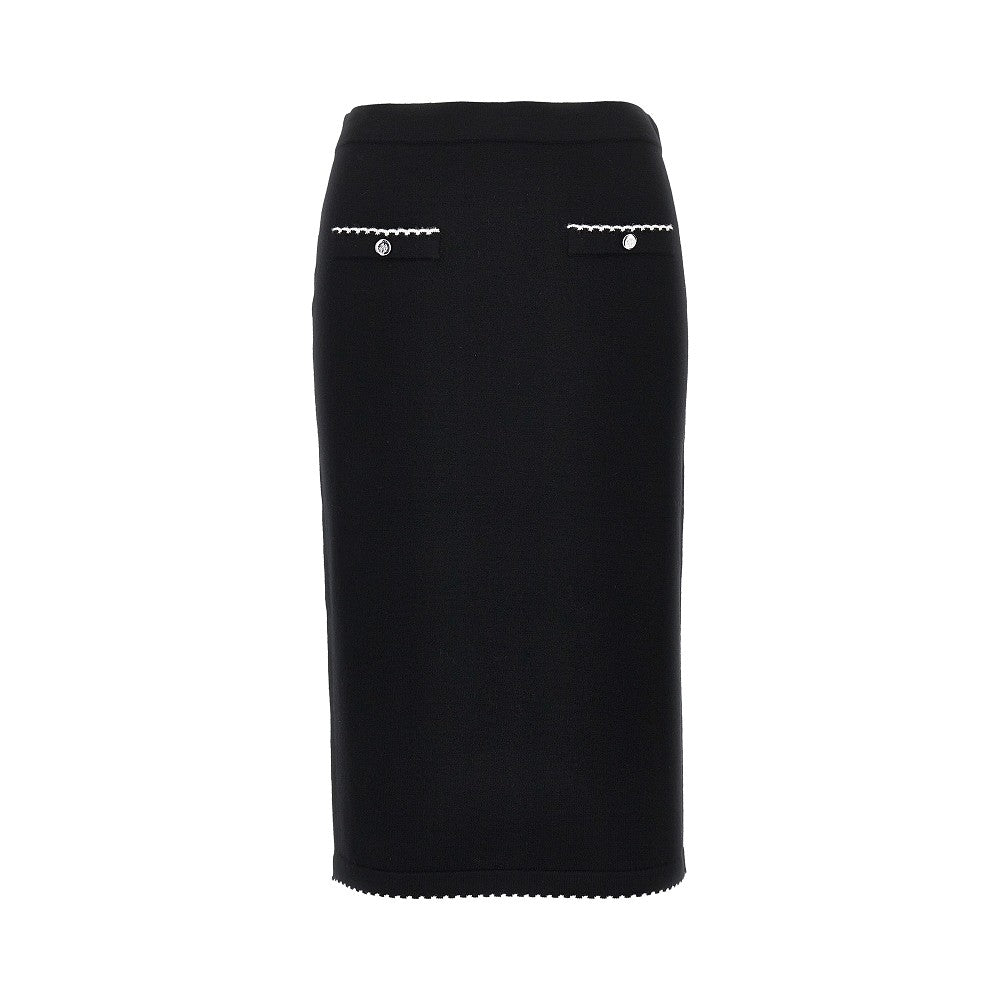 knitted midi skirt with scalloped edges