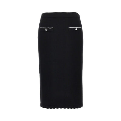 knitted midi skirt with scalloped edges