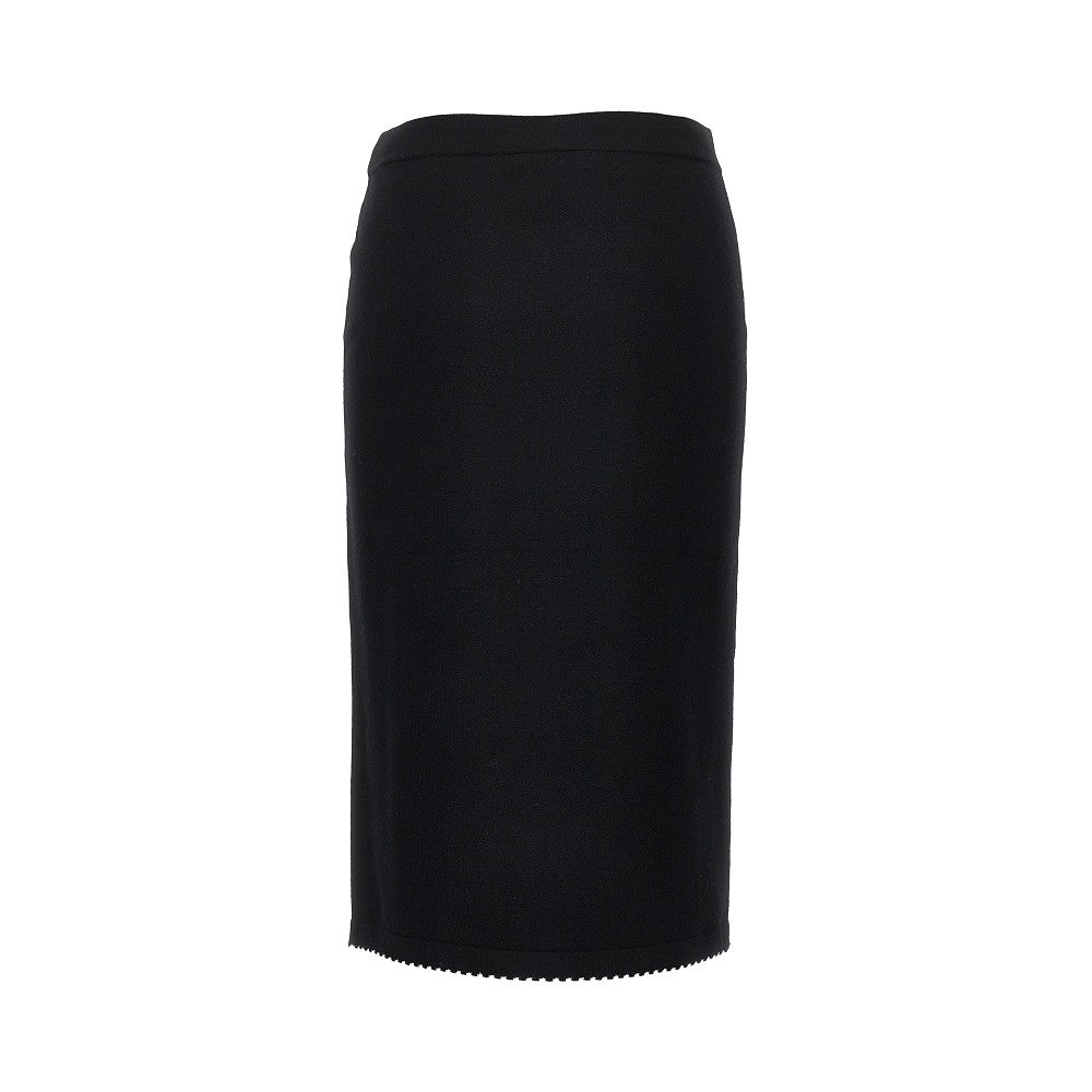 knitted midi skirt with scalloped edges