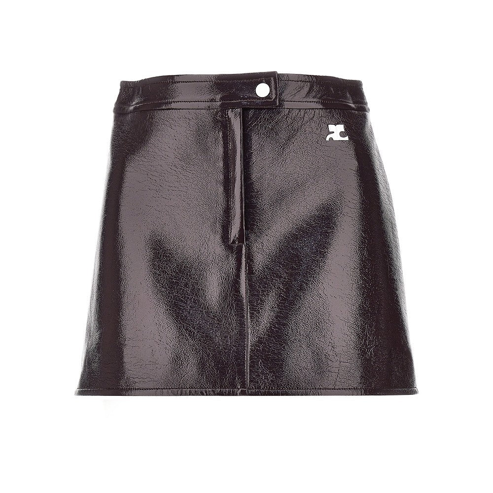vinyl effect coated mini skirt