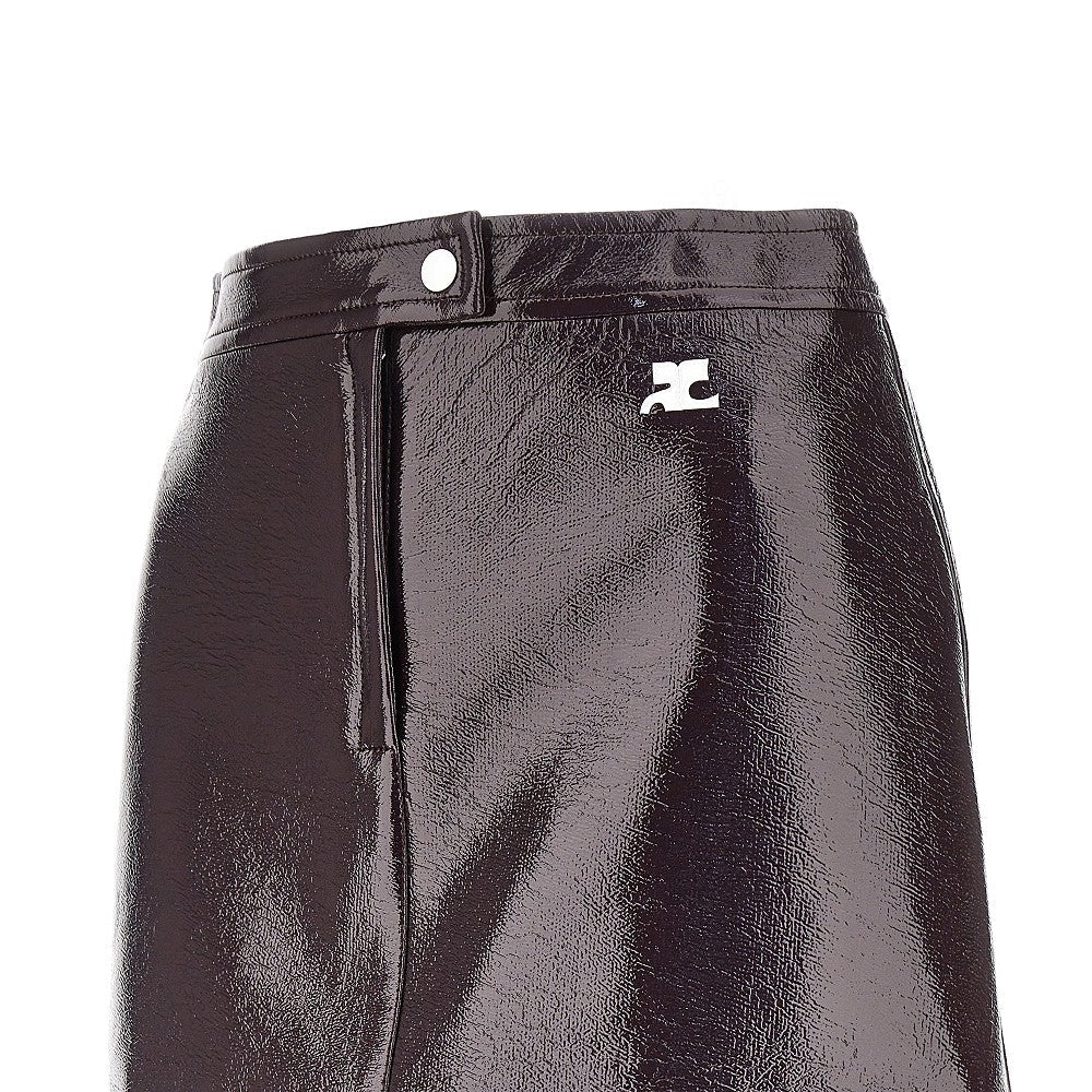 vinyl effect coated mini skirt