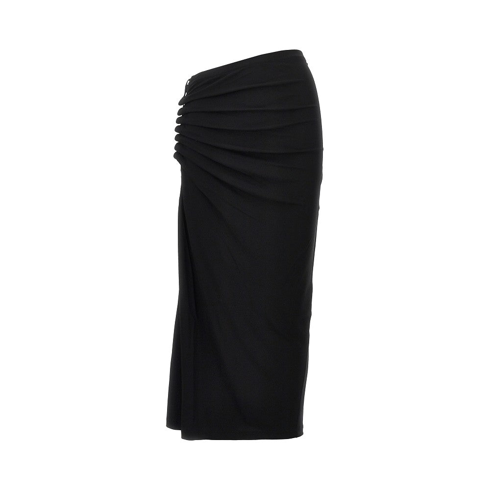gathered jersey midi skirt