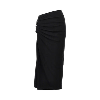 gathered jersey midi skirt