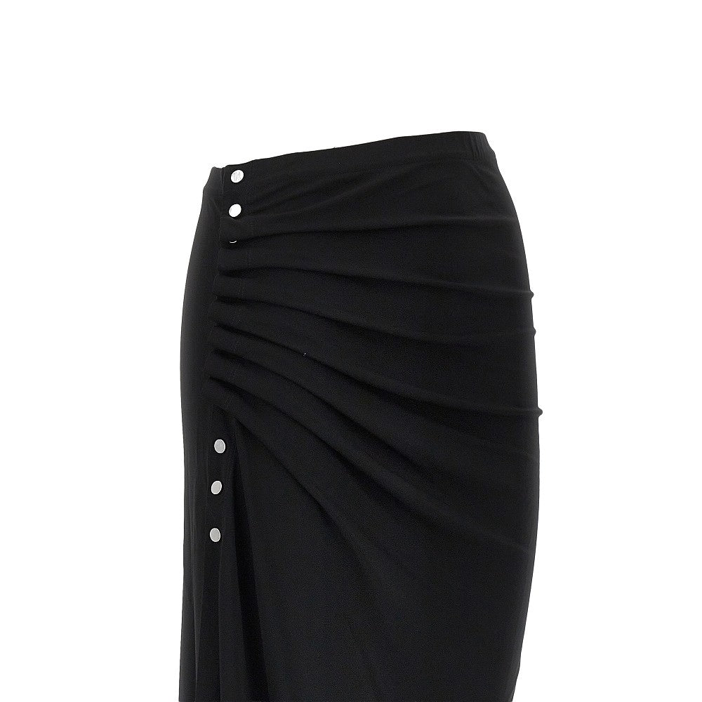 gathered jersey midi skirt
