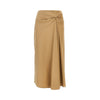 stretch poplin draped midi skirt