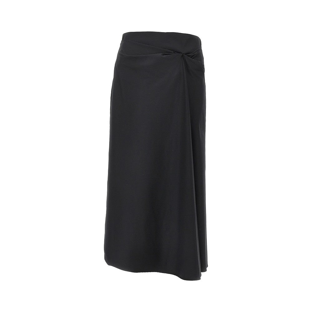 stretch satin midi skirt
