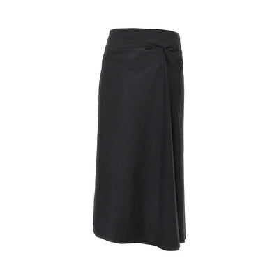 stretch satin midi skirt