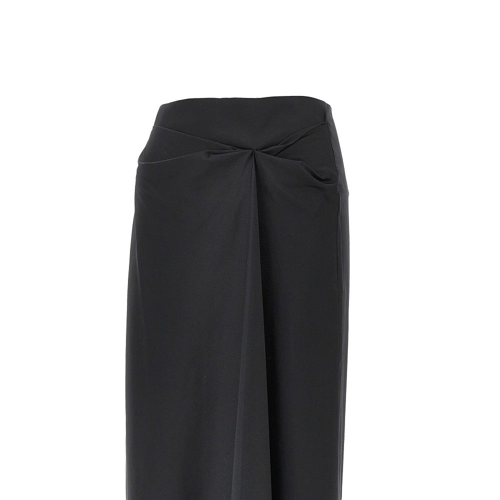 stretch satin midi skirt