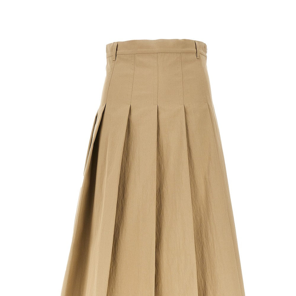 gabardine pleated midi skirt