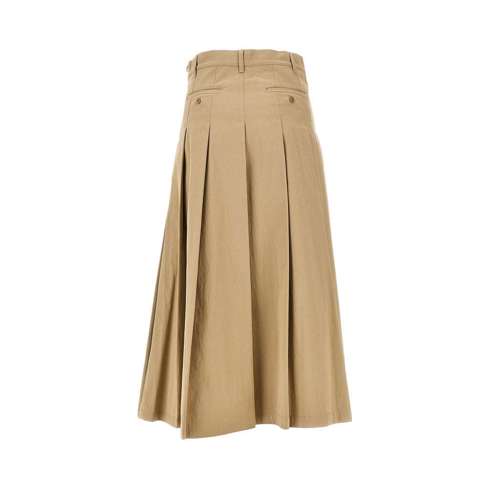 gabardine pleated midi skirt