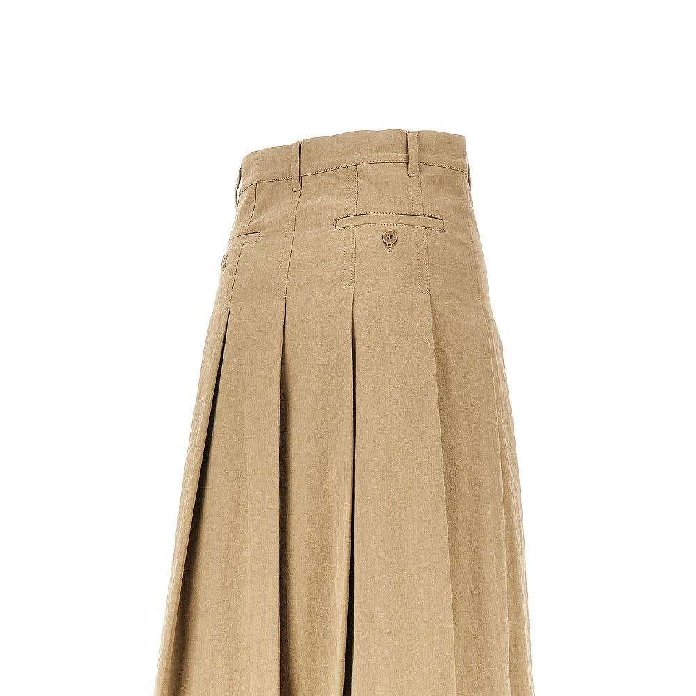 gabardine pleated midi skirt