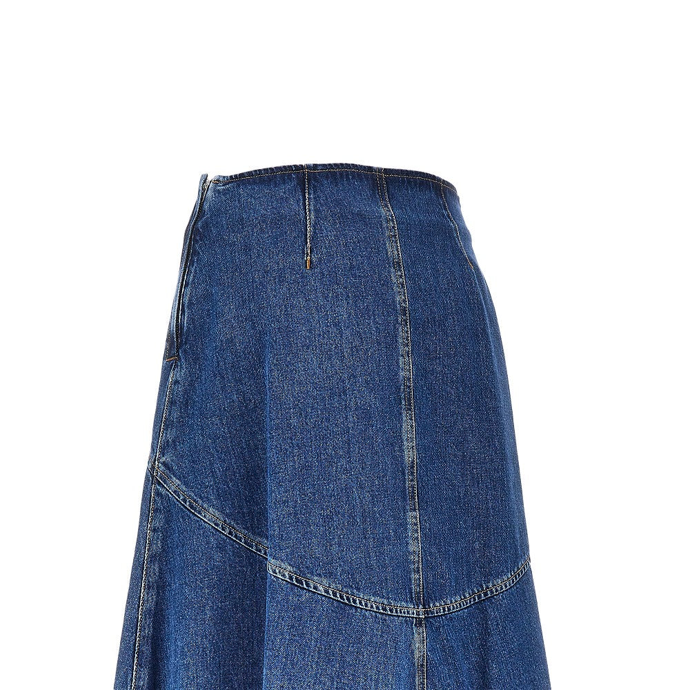cotton denim long skirt