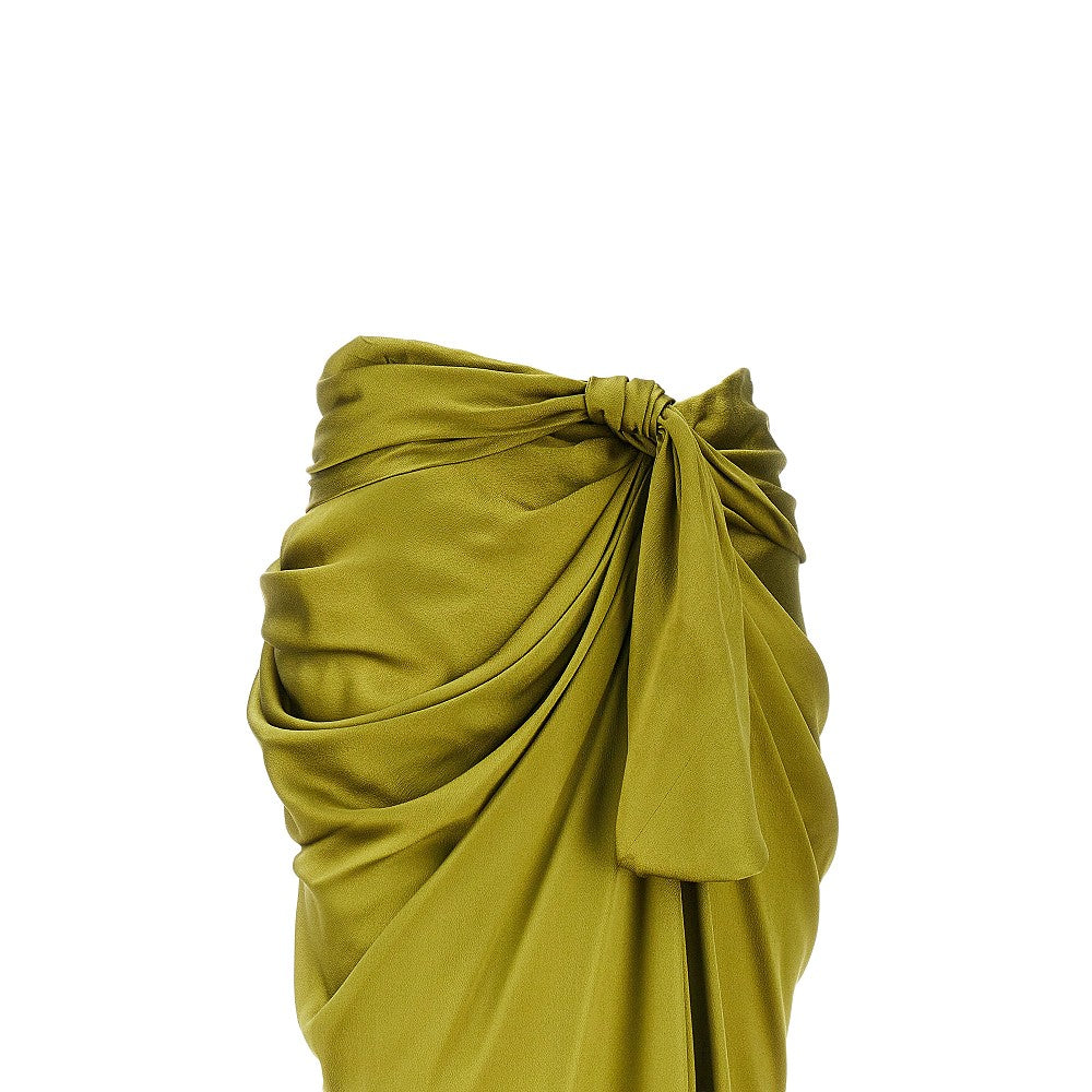 draped silk midi skirt