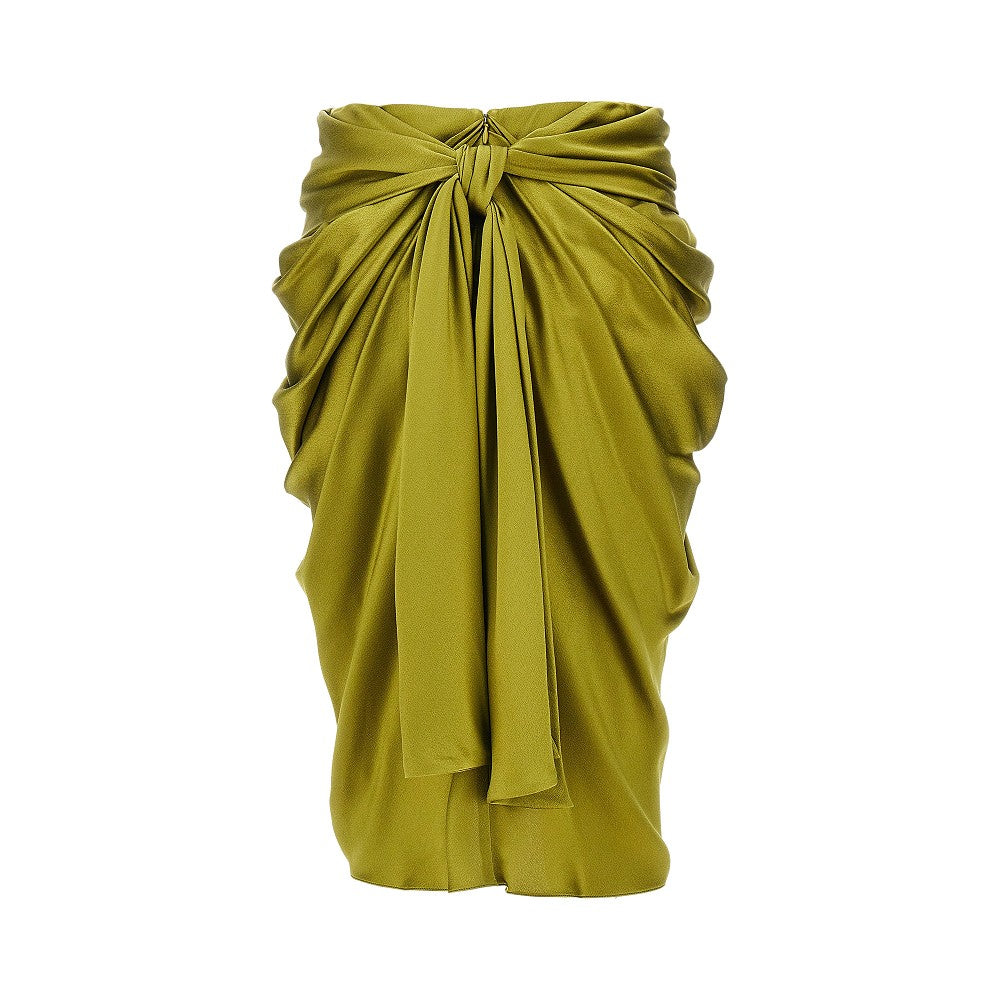 draped silk midi skirt