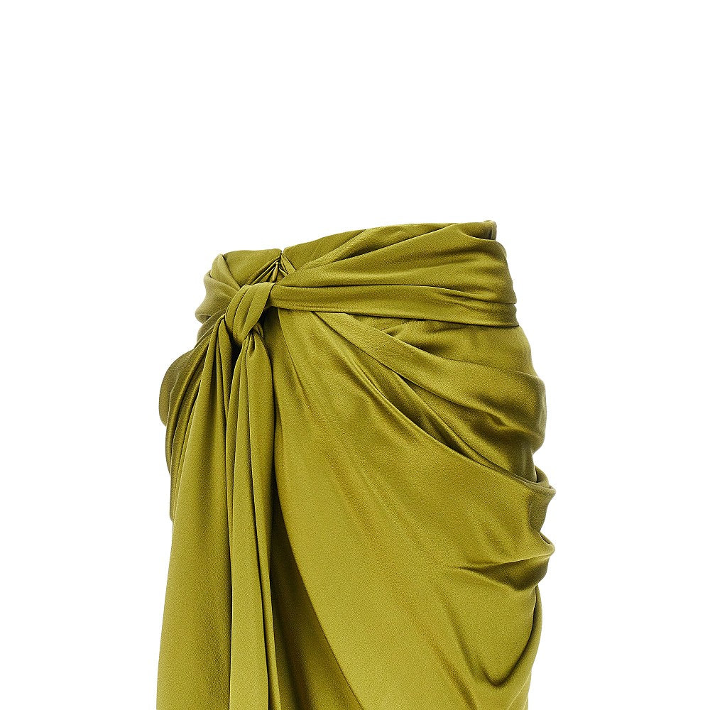 draped silk midi skirt