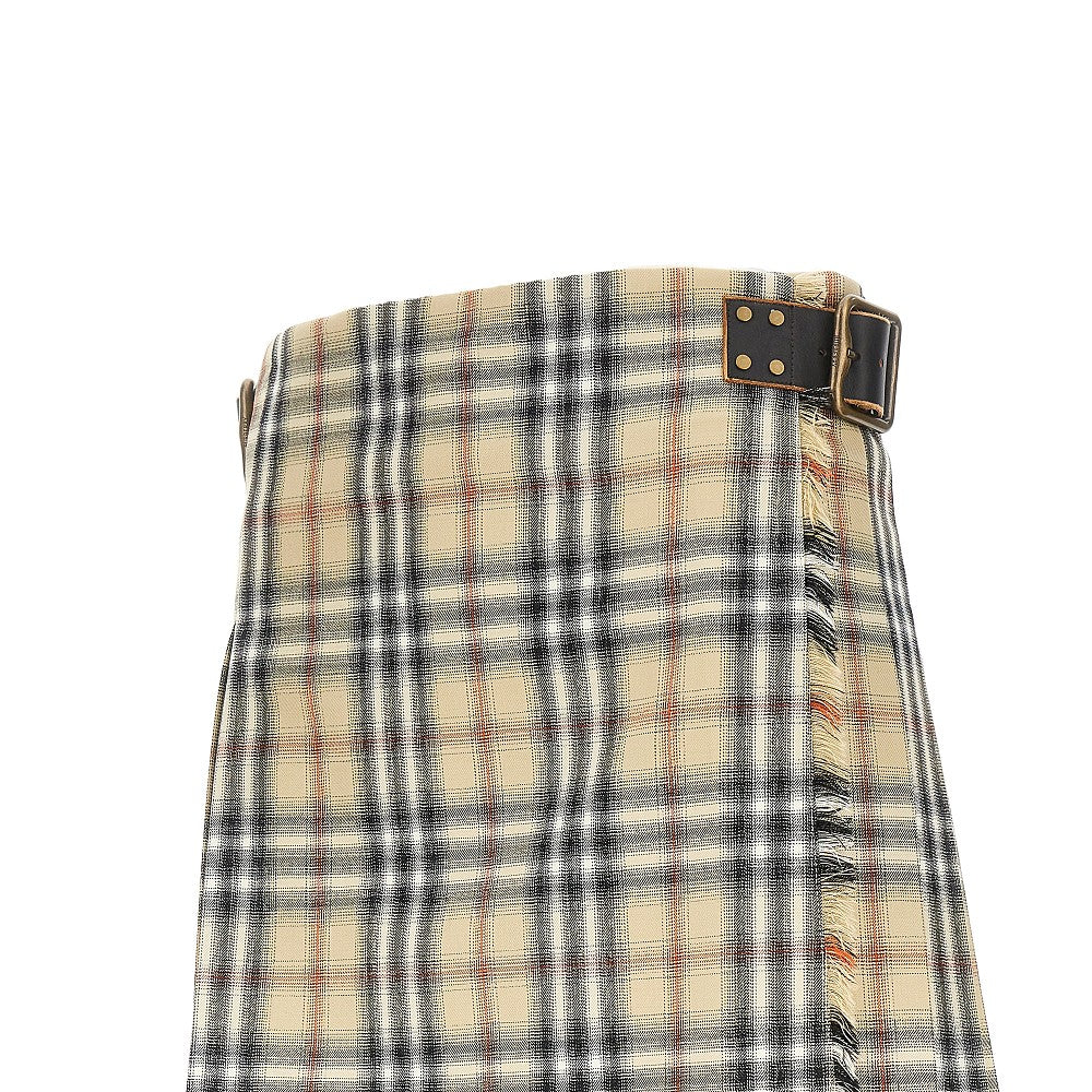 check wool mini skirt