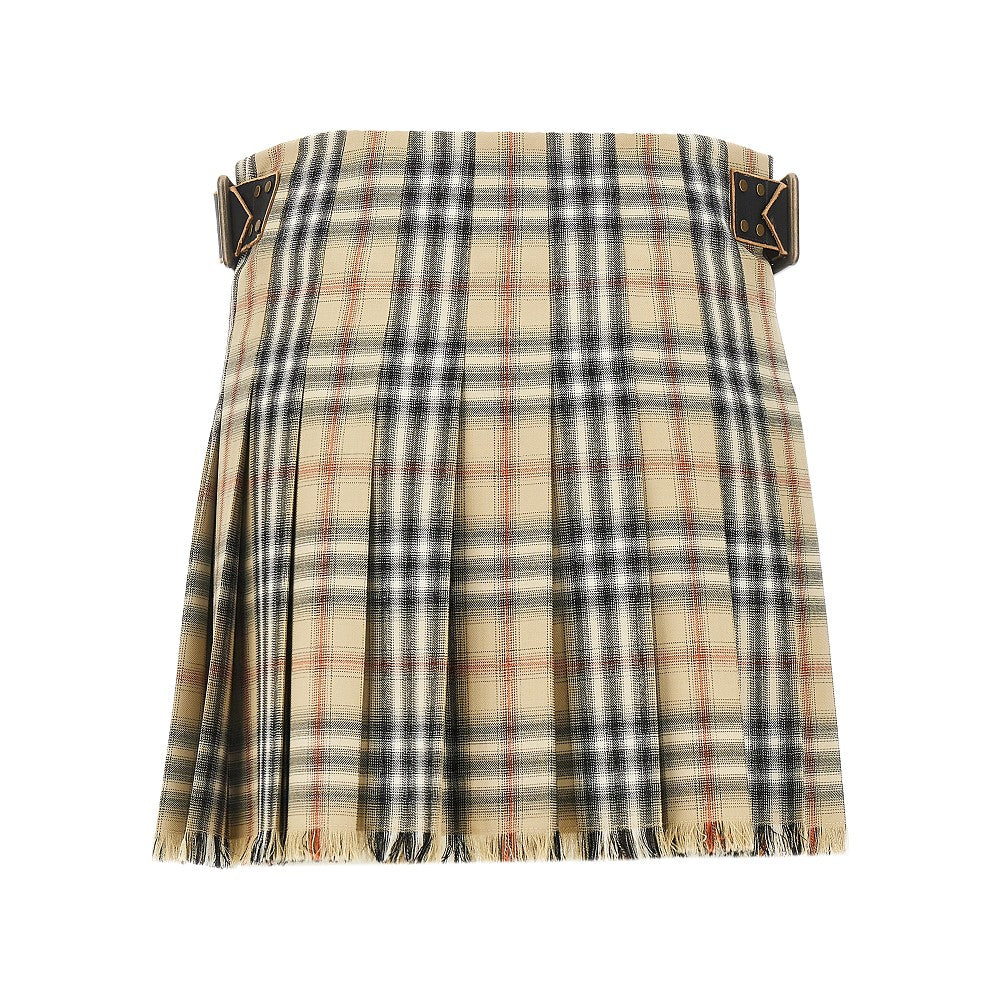 check wool mini skirt