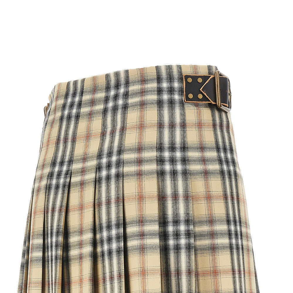check wool mini skirt