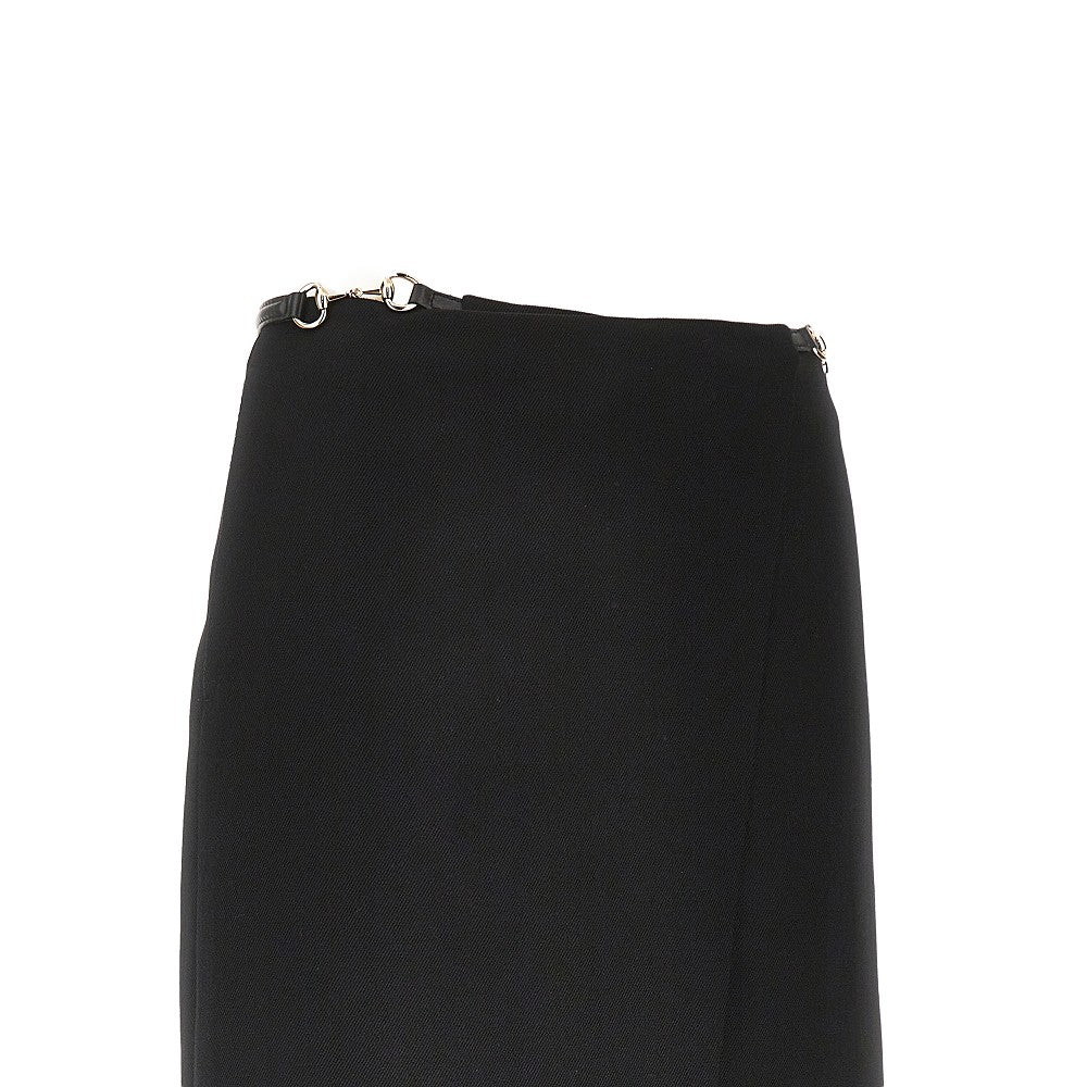 wrap skirt with horsebit details