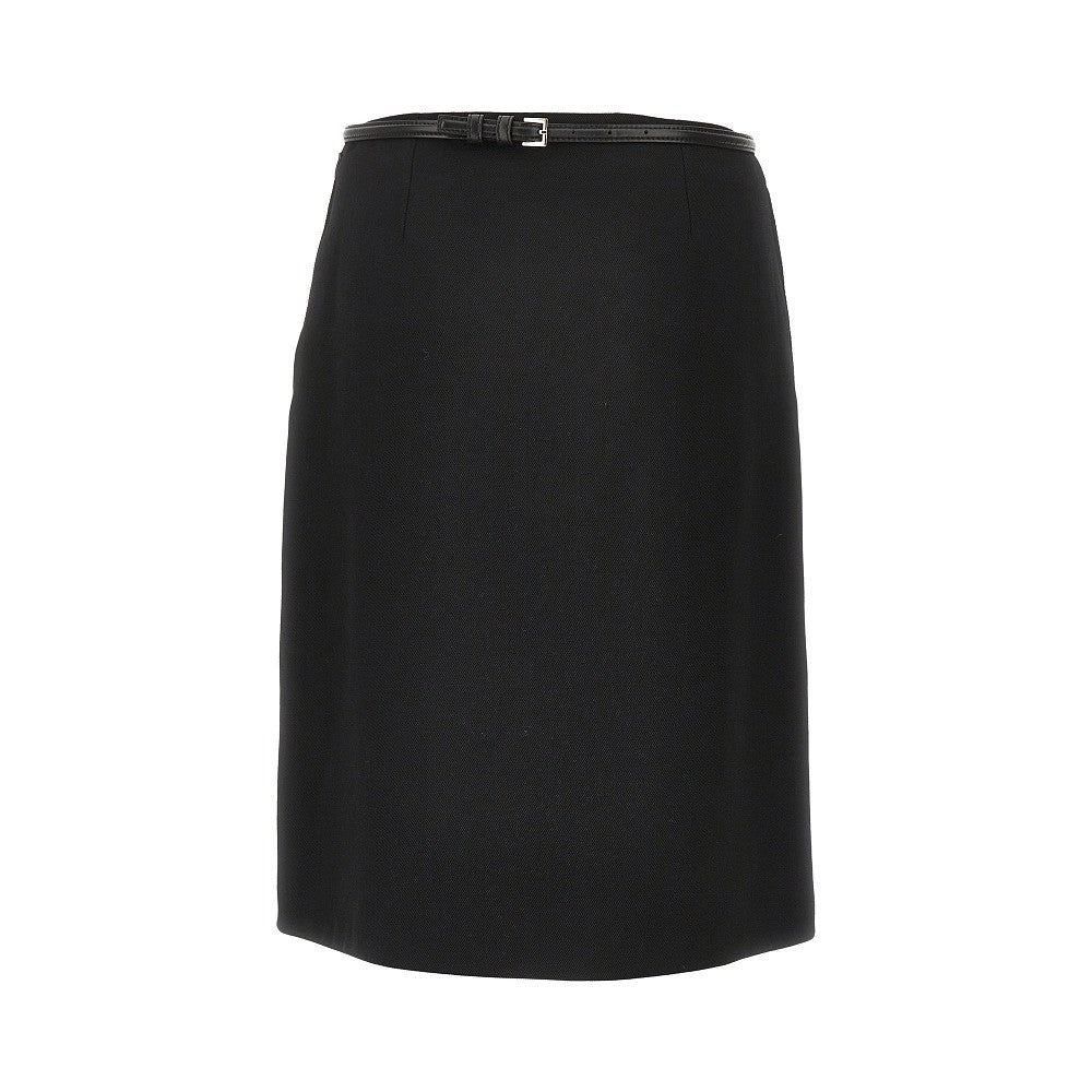 wrap skirt with horsebit details