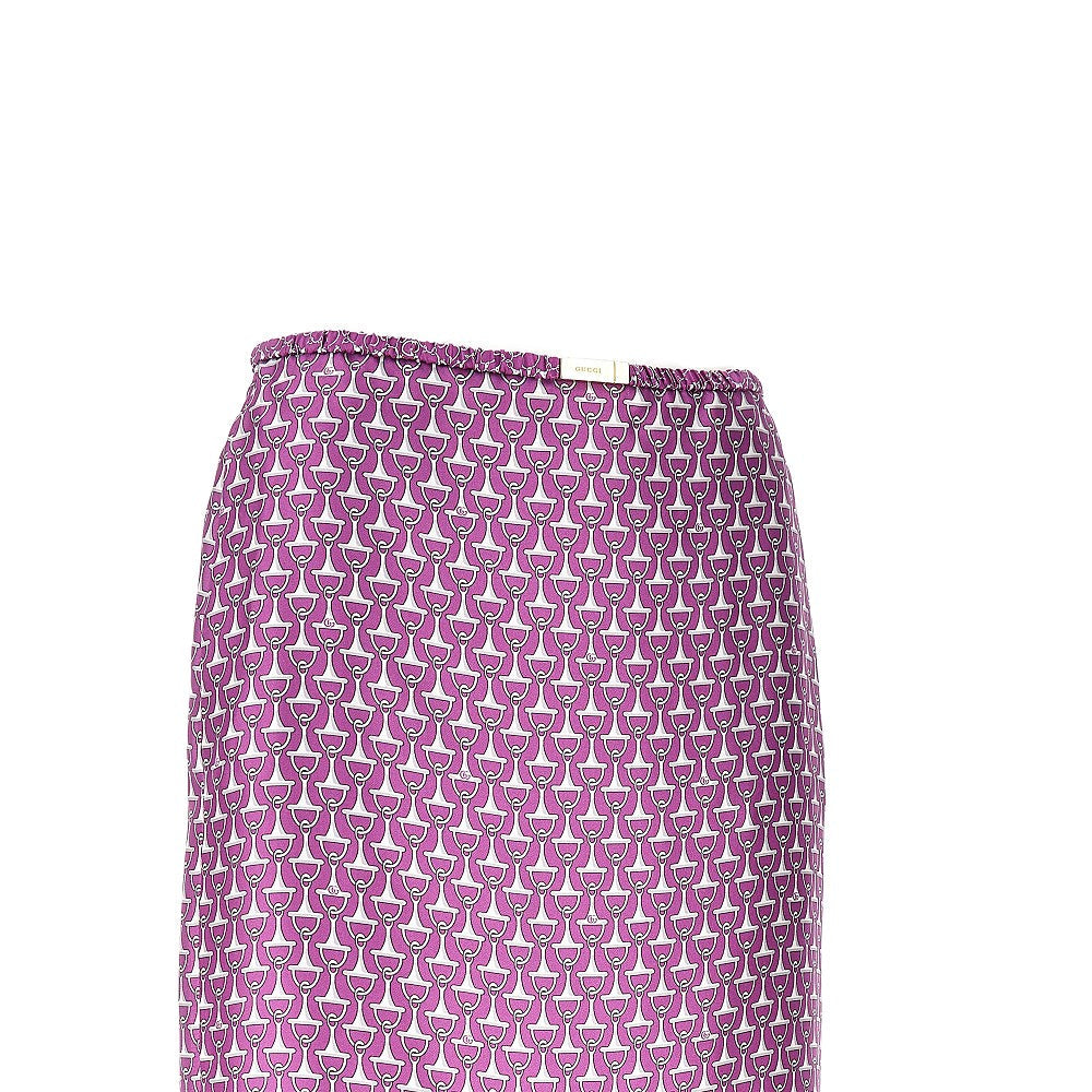 GUCCI 40 horsebit pattern silk skirt