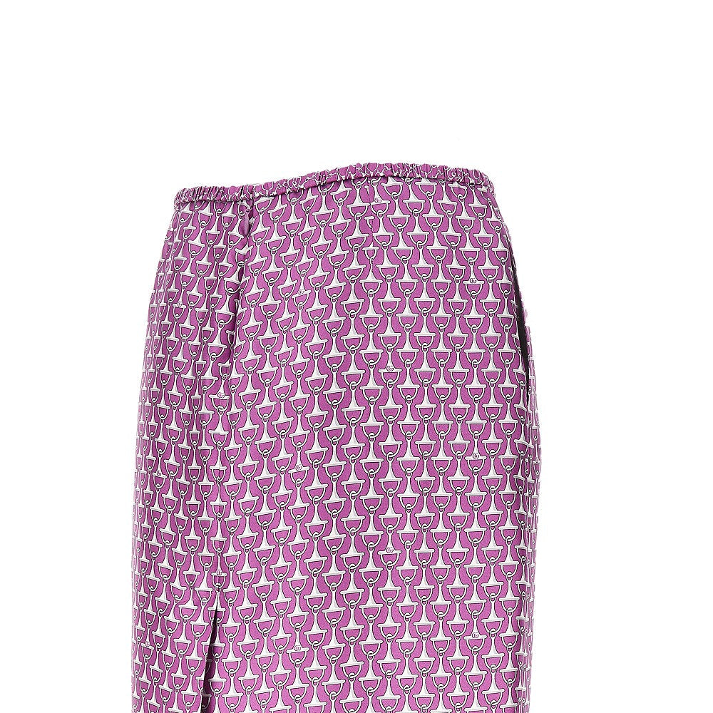 GUCCI 40 horsebit pattern silk skirt