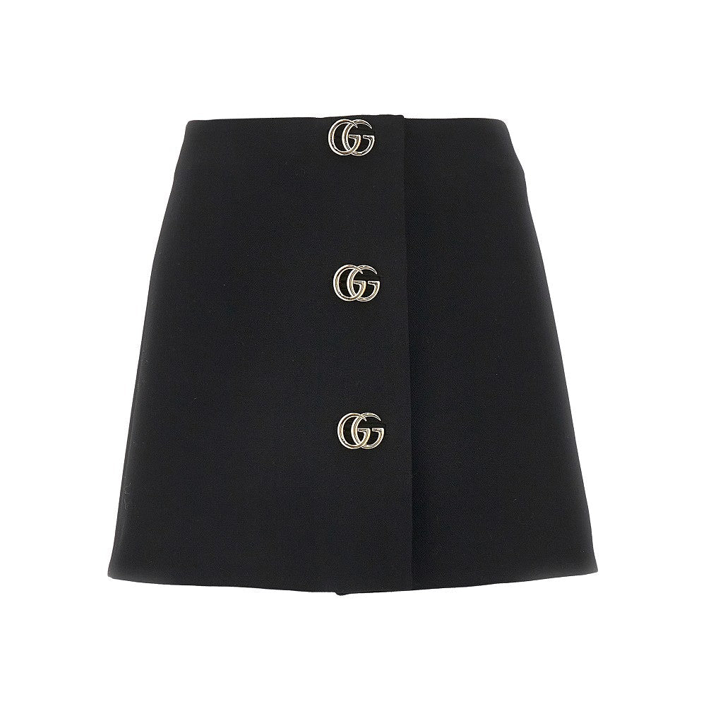 GUCCI 40 wool crepe mini skirt with double g buttons