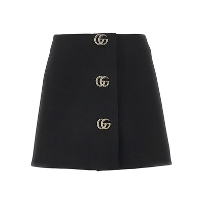 wool crepe mini skirt with double g buttons
