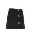 wool crepe mini skirt with double g buttons