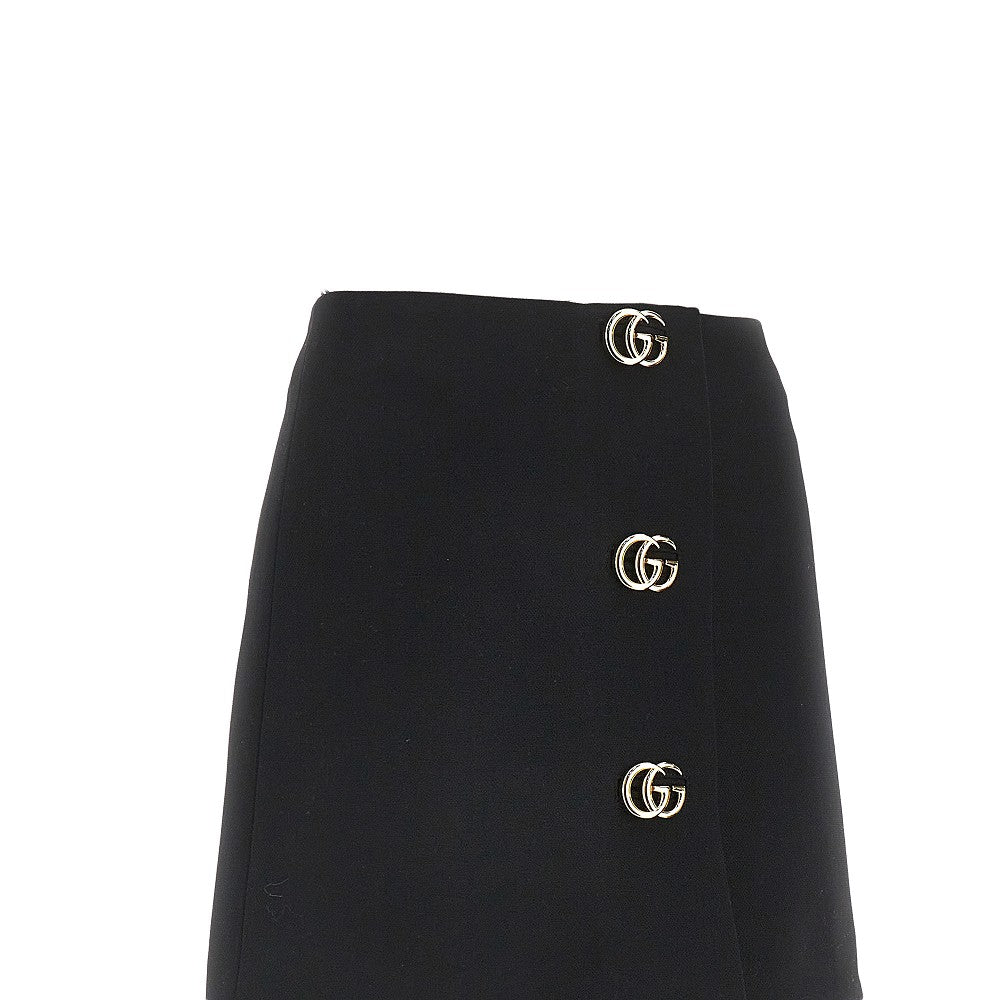 GUCCI 40 wool crepe mini skirt with double g buttons