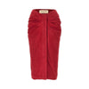 suede leather knee-length skirt