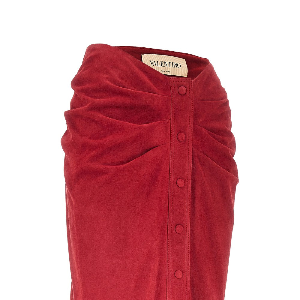 VALENTINO 42 suede leather knee-length skirt