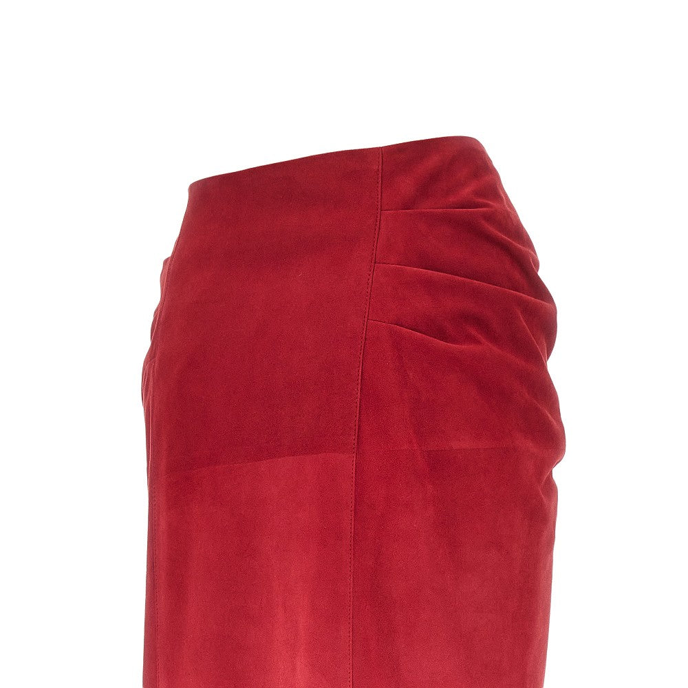 suede leather knee-length skirt