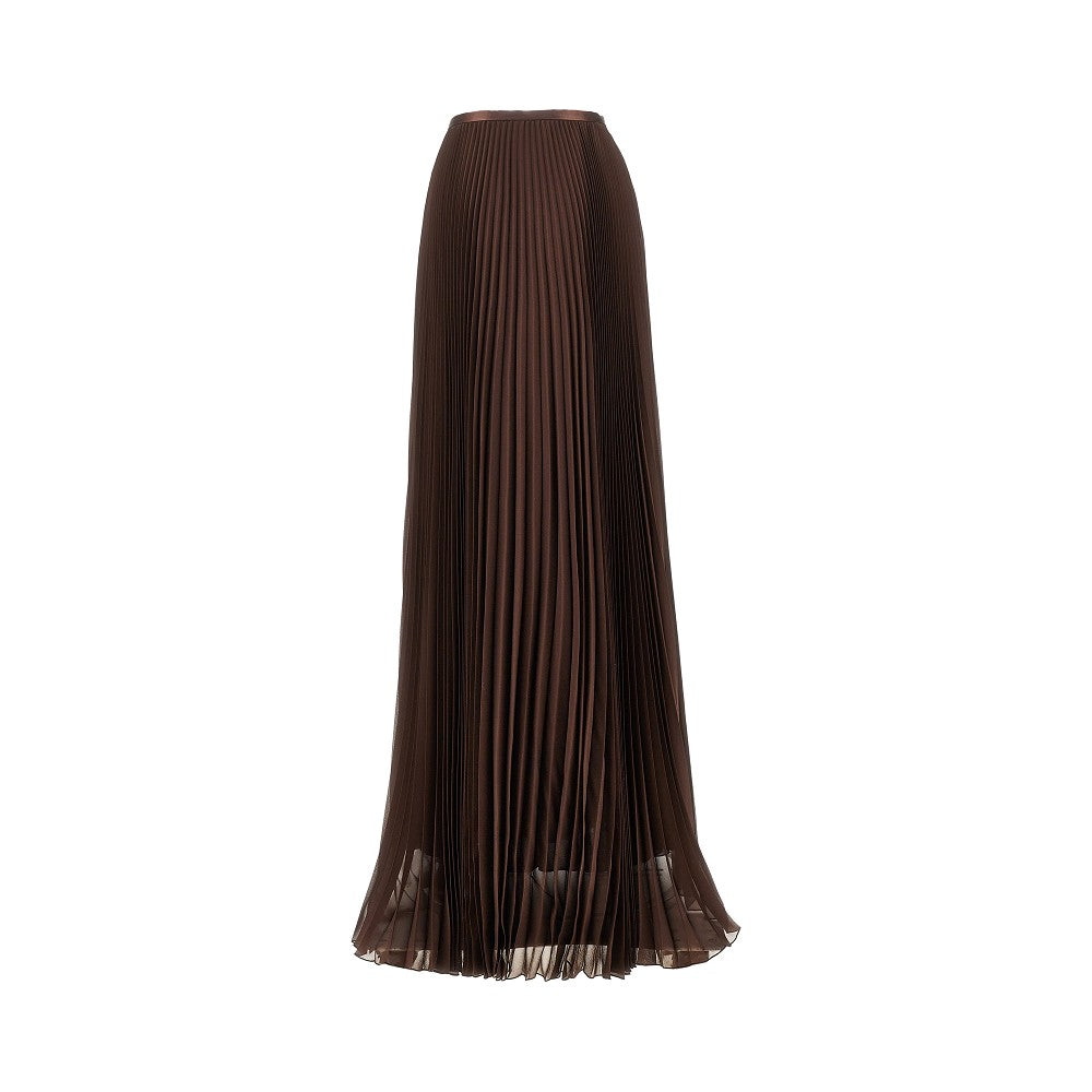 pleated crepe de chine maxi skirt