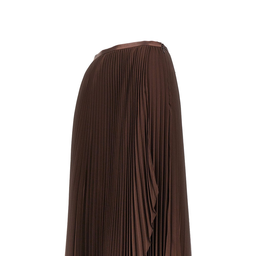 pleated crepe de chine maxi skirt
