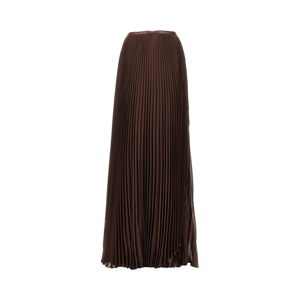 pleated crepe de chine maxi skirt