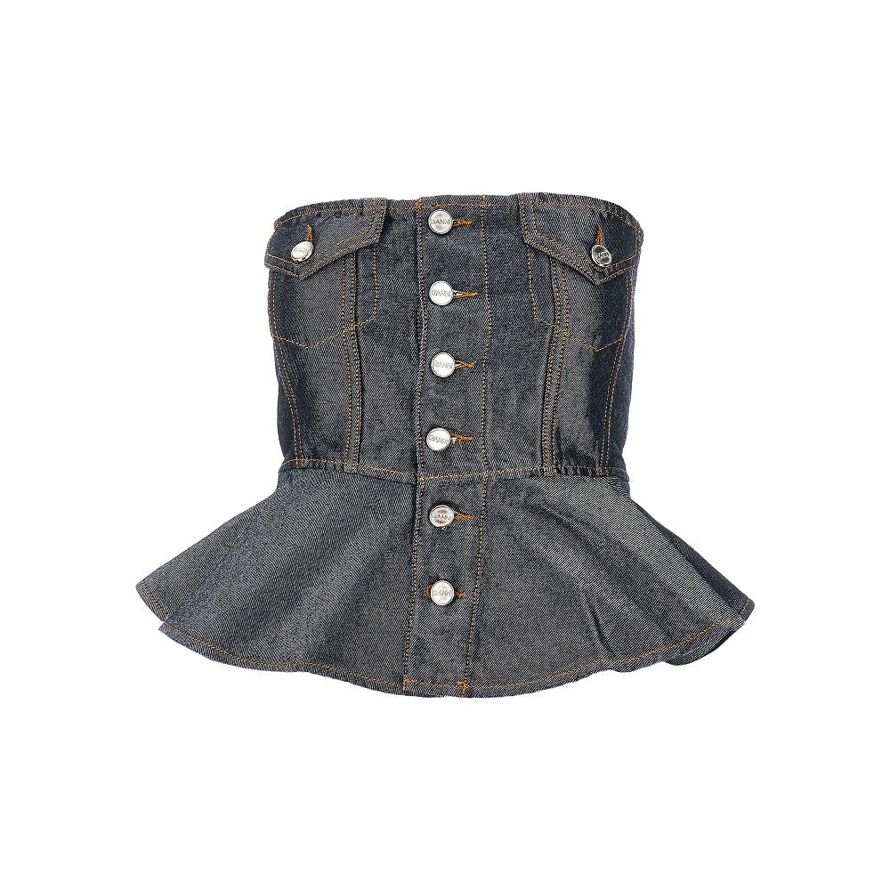GANNI 36 metallized denim top