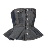 GANNI 36 metallized denim top