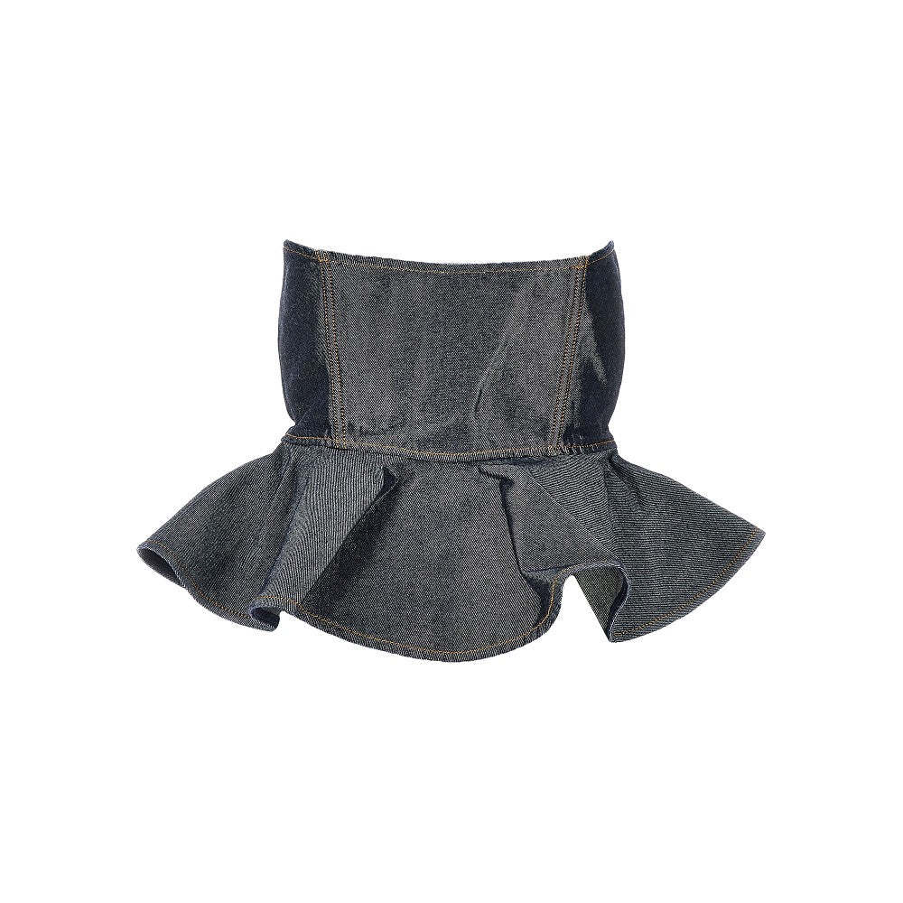 GANNI 36 metallized denim top