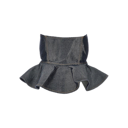 GANNI 36 metallized denim top