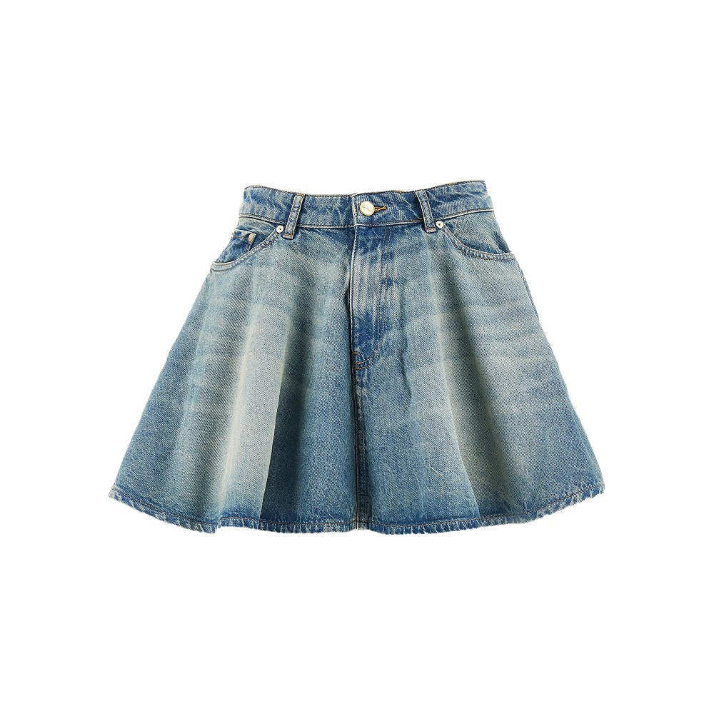 flared denim mini skirt