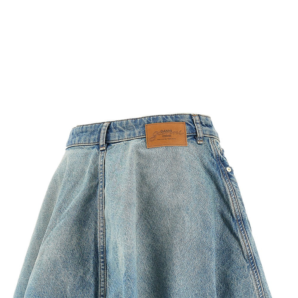flared denim mini skirt