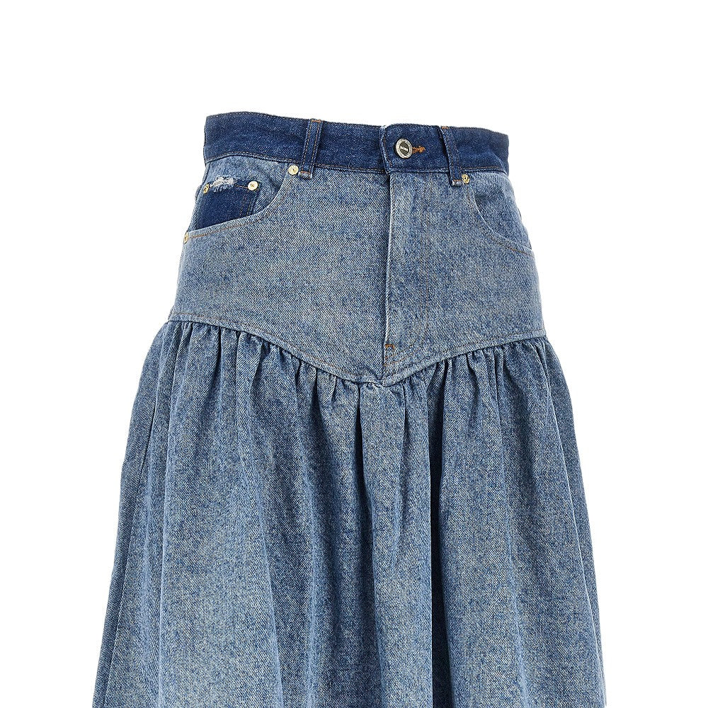 GANNI 36 cotton denim long skirt