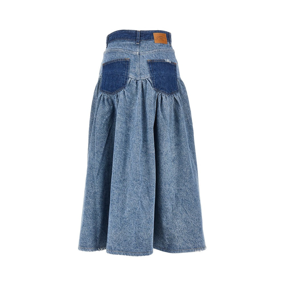 cotton denim long skirt