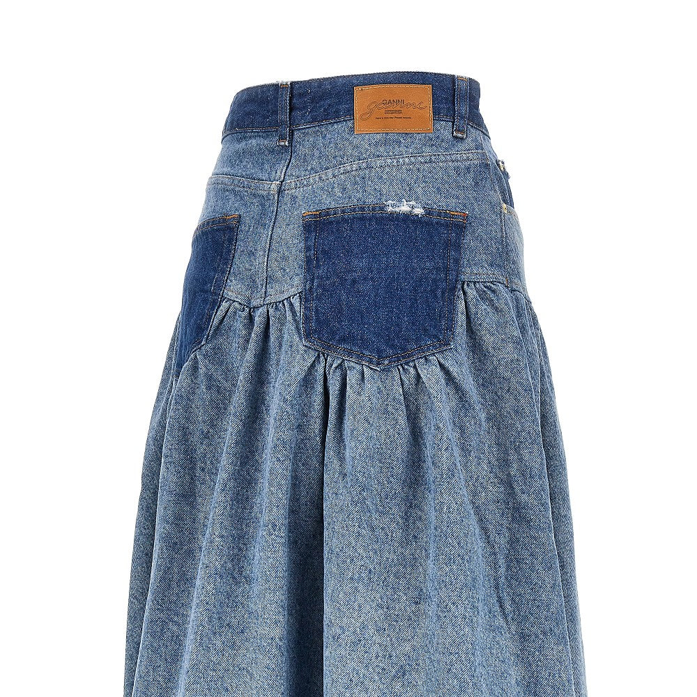 cotton denim long skirt